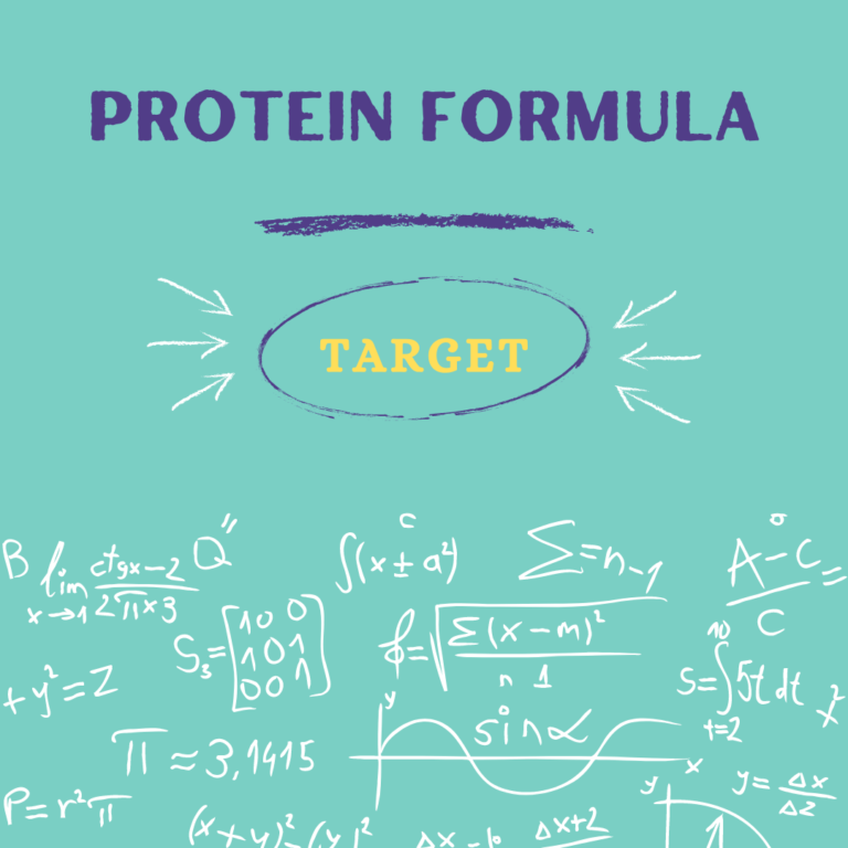 Image of mathematical formulas with the words "Protein Formula" and "Target"
