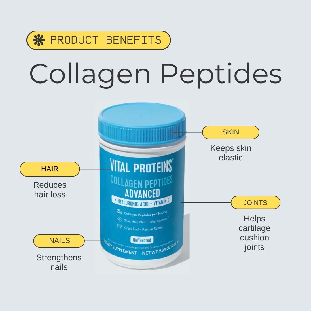 Jar of collagen peptides supplement (Vital Proteins)