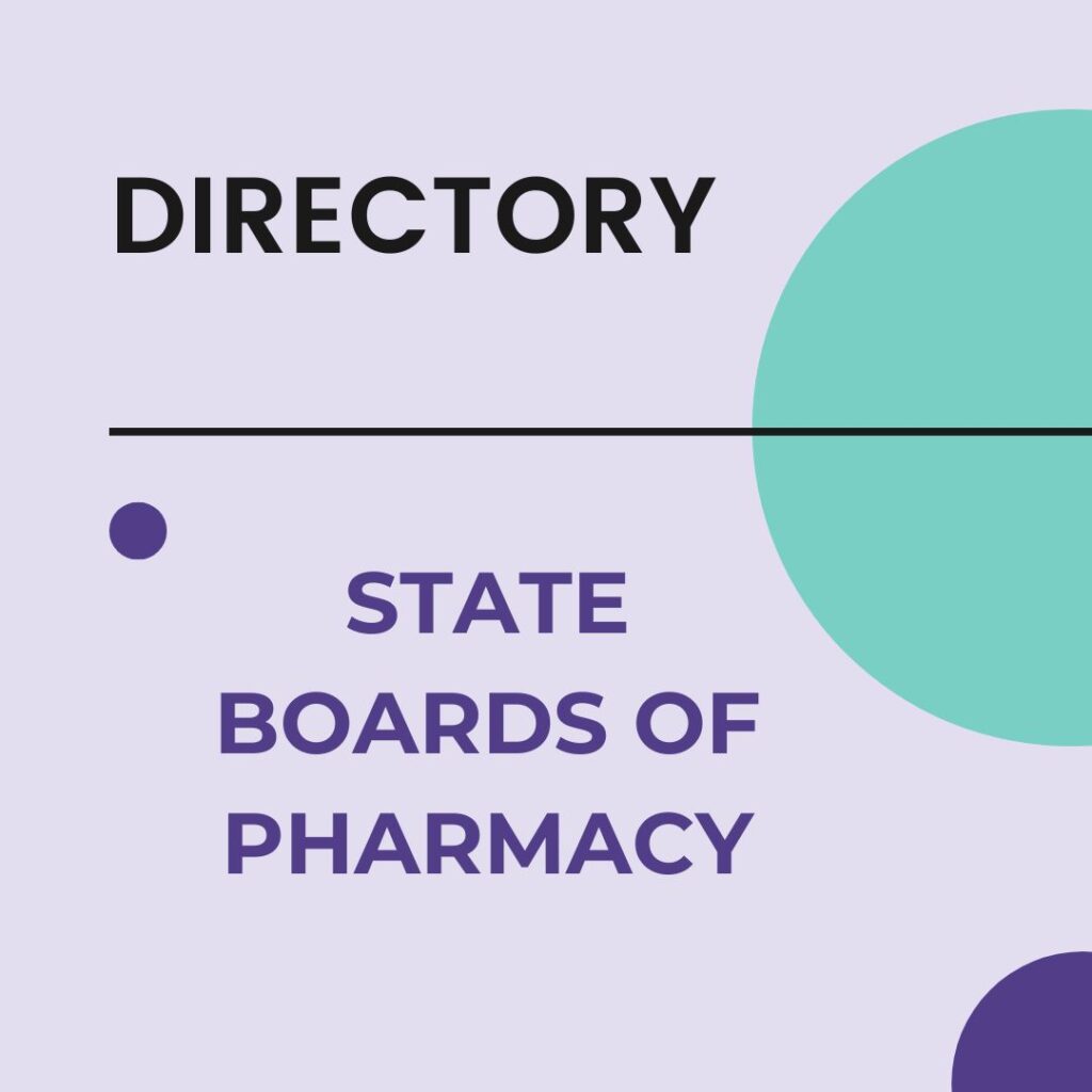 text saying "Directory: State Boards of Pharmacy"